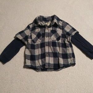 Flannel layered shirt look boys 3t Navy blue